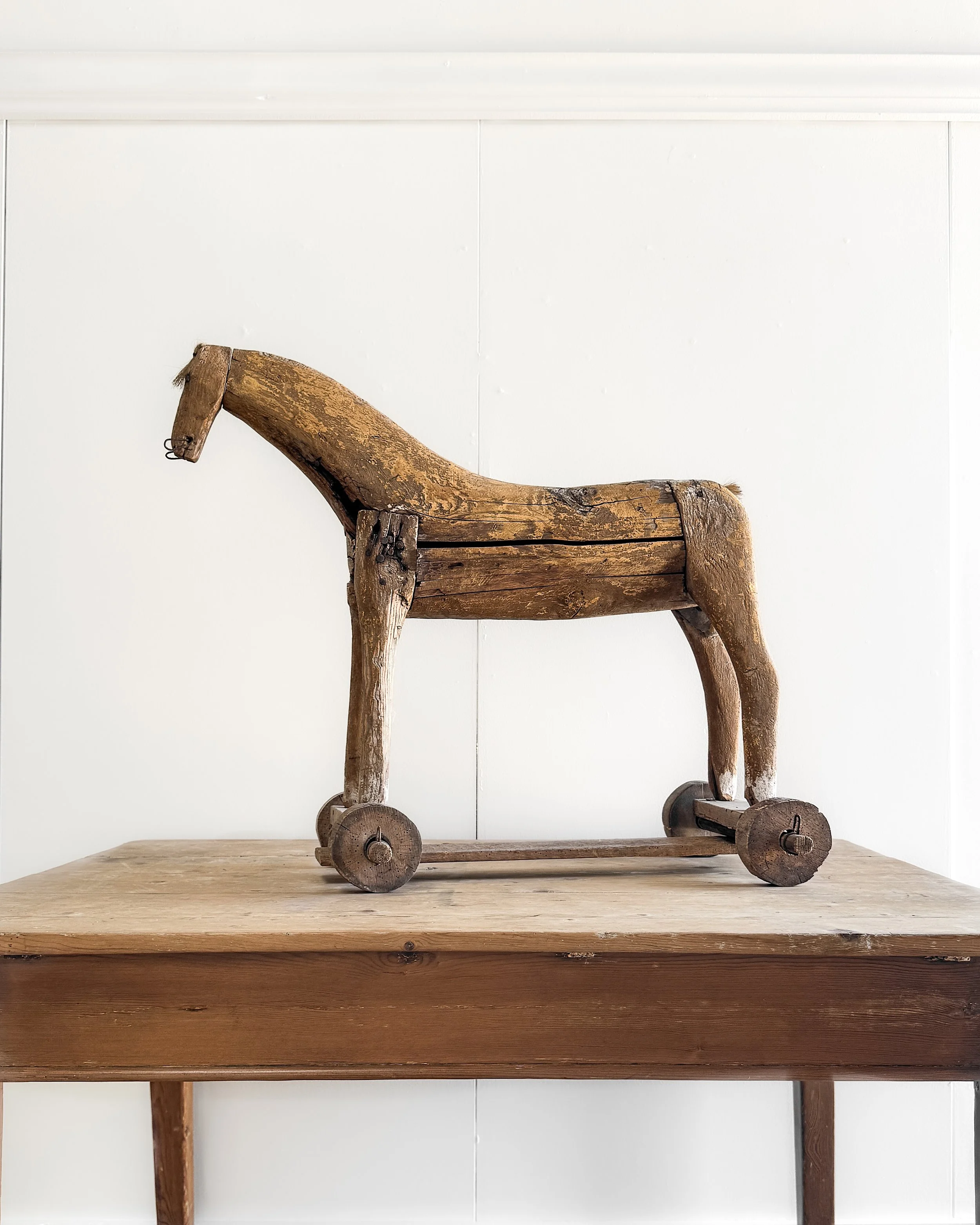 18th-Century Gustavian Wooden Horse on Wheels — East End Salvage